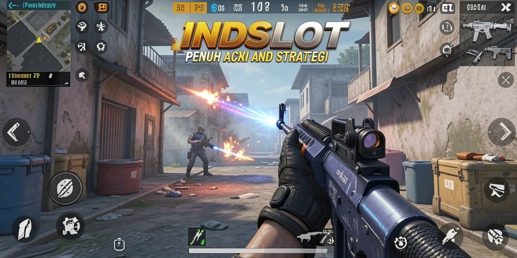 Tampilan gameplay INDSLOT yang seru dan penuh aksi dalam mode FPS.