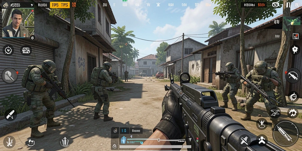 Screenshot K5555 menunjukkan aksi gameplay seru dalam pertempuran TPS.