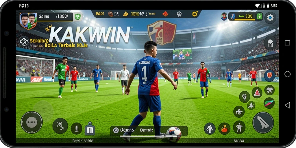 Tampilan gameplay KAKWIN yang seru dalam aksi pertandingan sepak bola.
