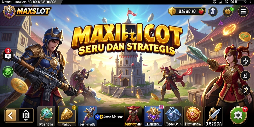 Screenshot gameplay MAXSLOT yang menunjukkan aksi menara pertahanan.