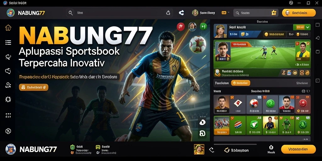 Tampilan utama aplikasi NABUNG77 dengan fitur Sportsbook.
