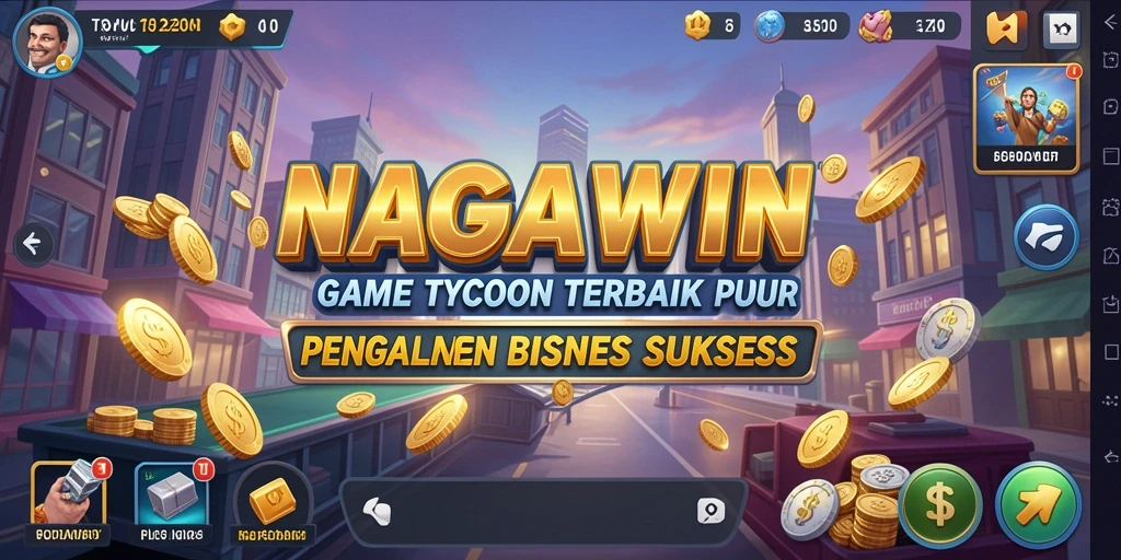 Tangkapan layar gameplay NAGAWIN yang menunjukkan berbagai bisnis yang sedang berkembang.