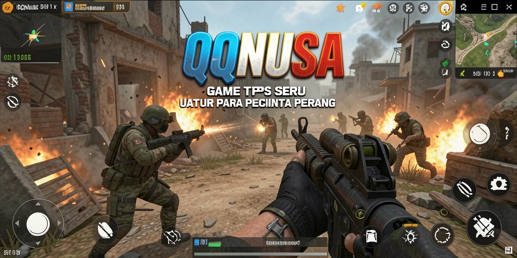 Screenshot QQNUSA menampilkan aksi pertempuran seru dan intens.