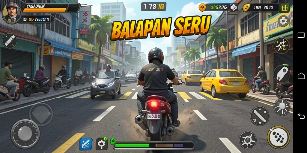 Tampilan depan gameplay balapan yang seru di YAGAOHEN.